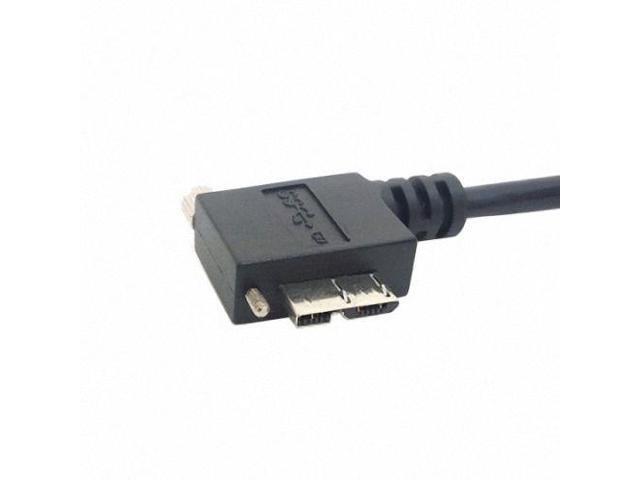 Xiwai USB 3.0 A Male to Micro B Left Angled 90 Degree Cable With Locking Screws for Nikon D800 D800E D810 15ft 5m