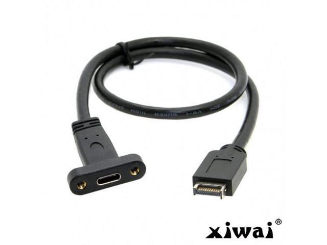 Xiwai Front Panel Header USB 3.1 to USB-C Type-C Female Extension Cable 40cm with Panel Mount Screw