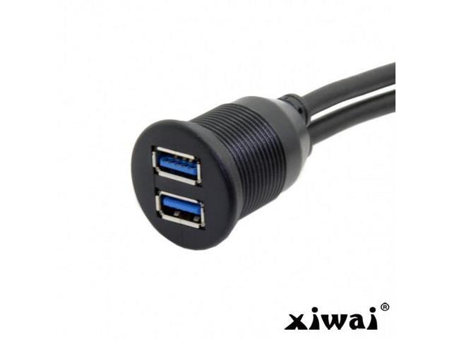Xiwai Dual USB 3.0 Extension AUX Flush Mount Car Mount Extension Cable for Dashboard Panel 2m