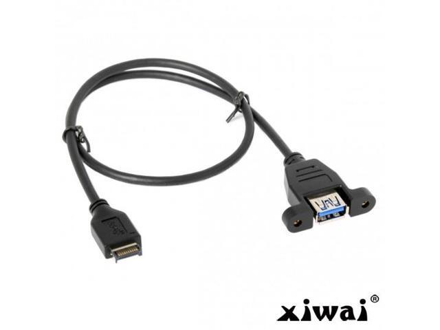 Xiwai Front Panel Header USB 3.1 to USB 3.0 Type-A Female Extension Cable 50cm Panel Mount Type