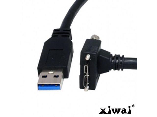 Xiwai 1.2m 90 Degree Up Angled Micro USB Screw Mount to 3.0 Data Cable for Industrial Camera
