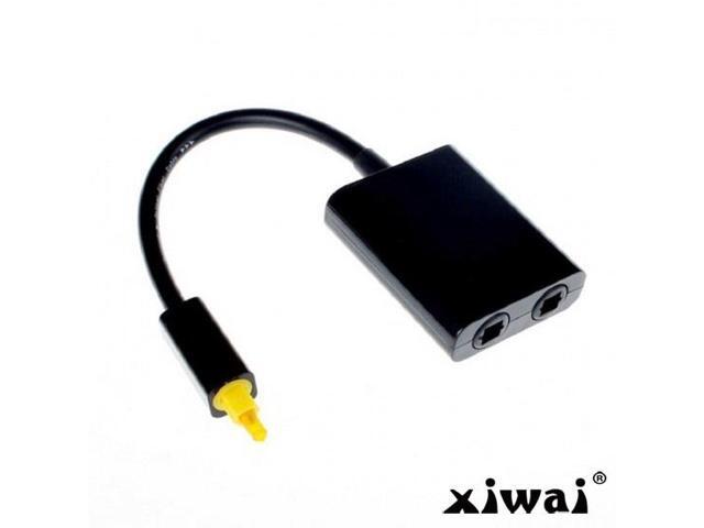 Xiwai Dual Port Toslink Digital Optical Audio Splitter Adapter Fiber Optic Audio Cable 1 In 2 Out Black