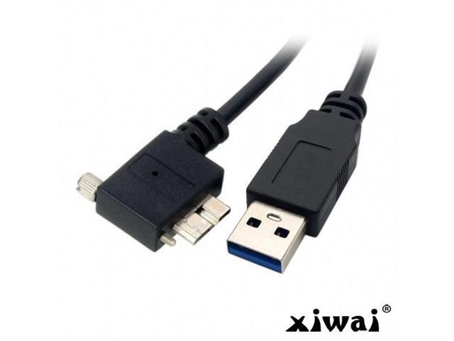 Xiwai 1.2m 90 Degree Right Angled Micro USB Screw Mount to 3.0 Data Cable for Industrial Camera