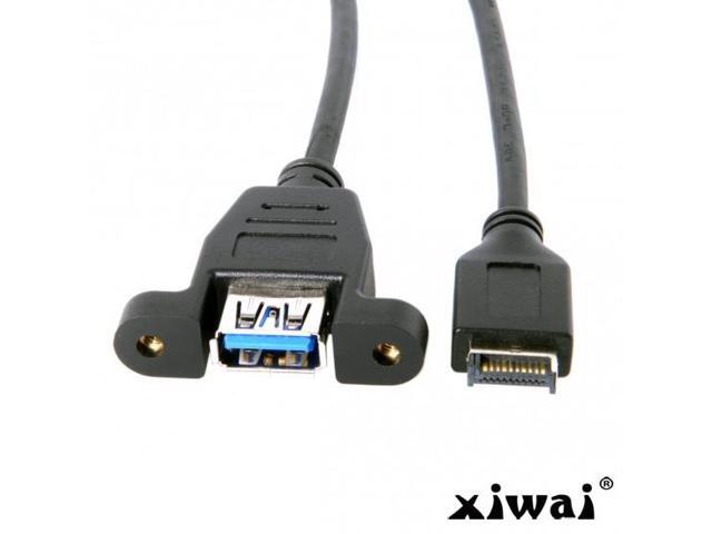 Xiwai Front Panel Header USB 3.1 to USB 3.0 Type-A Female Extension Cable 50cm Panel Mount Type