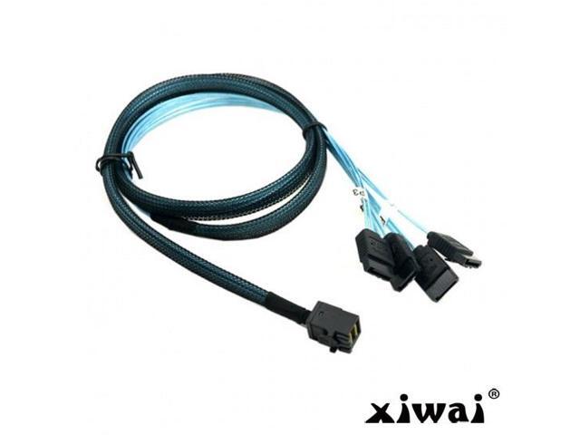 Xiwai Mini SAS SFF-8643 Host Internal to 4 SATA 7pin Target Hard Disk 6Gbps Data Server Raid Cable 1m