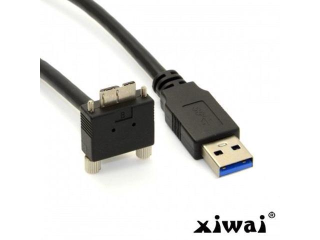 Xiwai 3m 90 Degree Down Angled Micro USB Screw Mount to USB 3.0 Data Cable for Point Grey Chameleon Camera