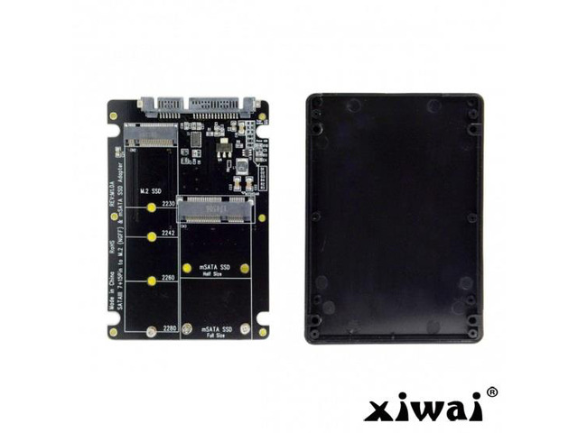 Xiwai 2 in 1 Combo M.2 NGFF B-key & mSATA SSD to SATA 3.0 Adapter Converter Case Enclosure
