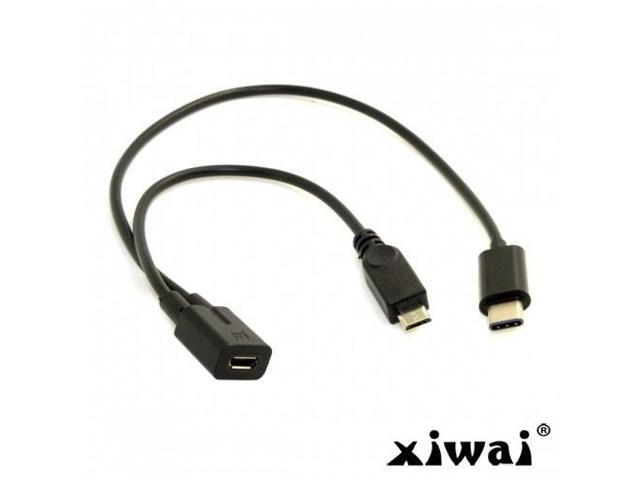 Xiwai Micro USB Female to Type C USB-C USB 3.1 & Micro USB Male Splitter Extension Charge Cable