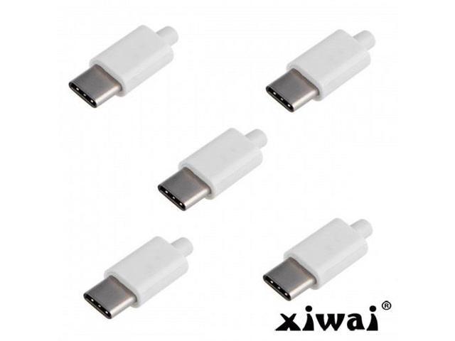 Xiwai 5set DIY 24pin Type C USB-C Male Plug Connector SMT type with 3.5mm SR and Housing Cover