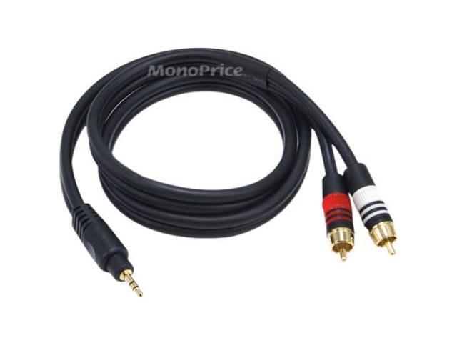 Monoprice 5597 3ft 3.5mm Stereo Male to 2RCA Male 22AWG Cable Cord Gold Plated
