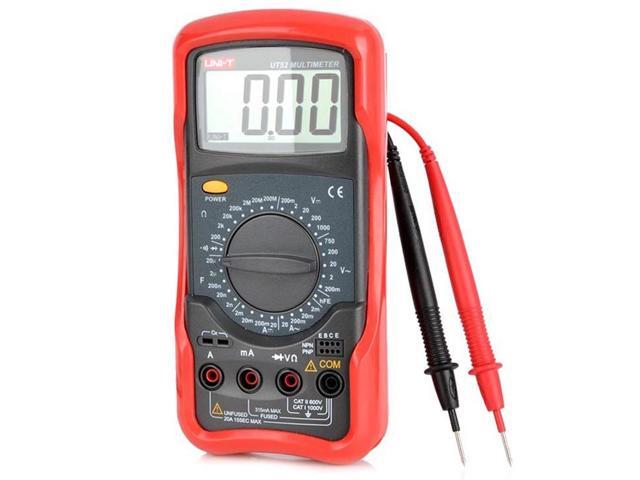 UNI-T UT55 Digital Multimeter DC AC Volt Amp Ohm Capacitance Hz Temp Tester - RED
