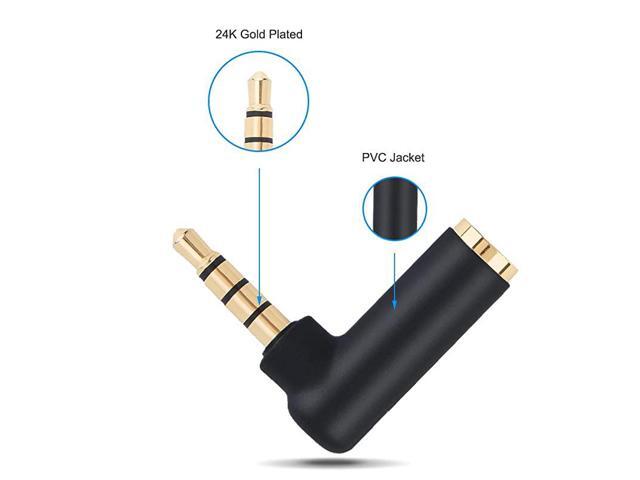 Angle 35mm Audio Adapter 18 TRRS Stereo Headphone Connector Male to Female Compatible with Headset Tablets MP3 PlayersGame ControllerSpeakersBlack