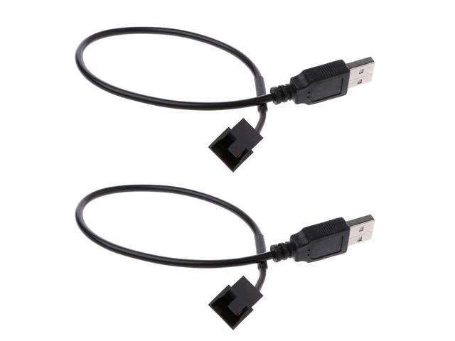 2 Pack USB to 3-Pin / 4-Pin PWM 5V USB Sleeved Fan Power Adapter Cable, USB to 3 Pin / 4 Pin Case Fan Adapter Connector Cable (USB-3Pin/4Pin Cable)