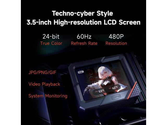 PCCOOLER CPS GT360 ARGB Display AIO CPU Liquid Cooler, 360mm Radiator, 310W TDP, Customizable 3.5' IPS LCD Cyber Style Display, Ceramic Bearing,...