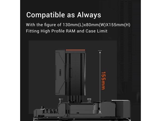 PCCOOLER CPS RZ500 CPU Air Cooler, 5 Direct Contact Heat Pipes, Fully Covering CPU Hotspot, 255W TDP, 155mm (H), 120mm PWM Fan, for AMD AM5/AM4 &...
