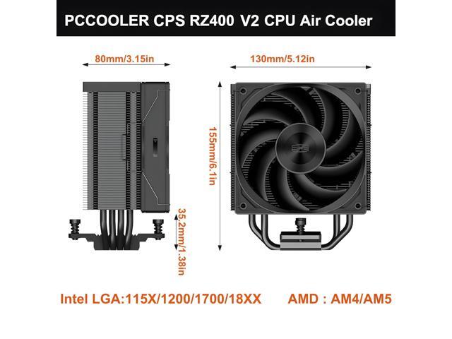 PCCOOLER CPS RZ400 V2 CPU Air Cooler, 4 Direct Contact Heat Pipes, 240W TDP, Aluminum Top Cover, 155mm Tall, 120mm PWM Slient Fan, for Intel LGA...