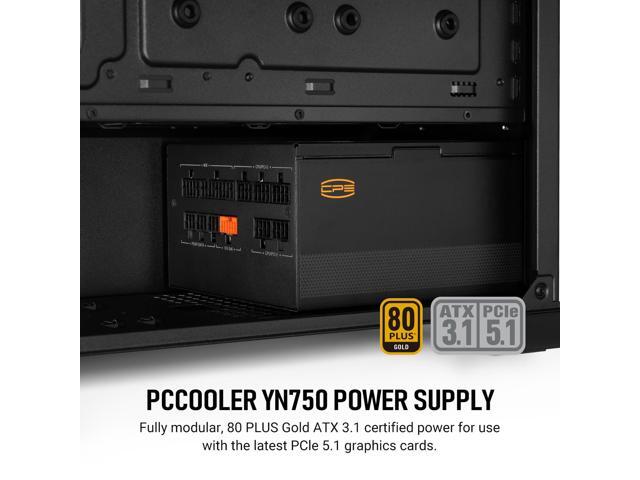 PCCOOLER CPS YN750 Fully Modular Power Supply, 80 PLUS Gold 750W PSU, 12V-2x6 Cable ATX 3.1 & PCIe 5.1 Ready, 105°C Rated Japanese Capacitors, ECO...