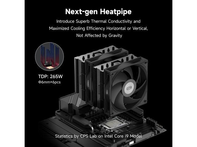 PCCOOLER CPS RT620 Dual Tower CPU Air Cooler, 6 Heat Pipes, 265W TDP, 153mm Tall, 120mm PWM Slient Fans, for Intel LGA 1851/1700/1200/115X & AMD...