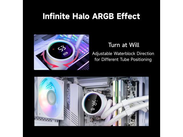 PCCOOLER CPS DA360 Pro ARGB Digital AIO CPU Liquid Cooler, 360mm Radiator, 300W TDP, 270° Rotatable Digital Display, Infinity Halo ARGB Effect, for...