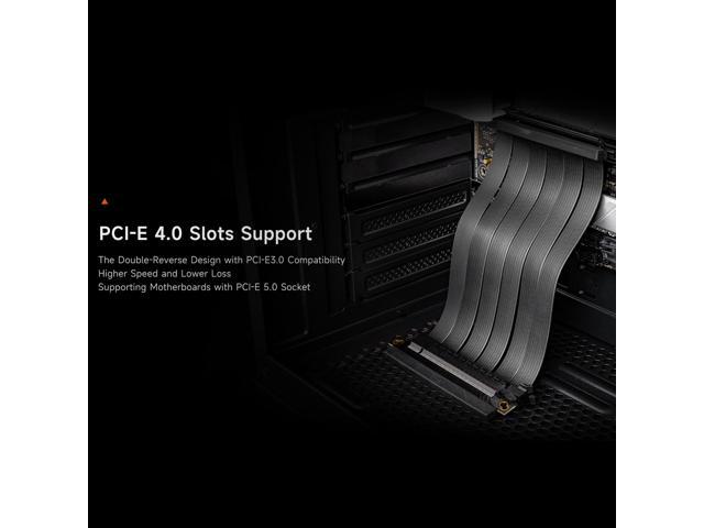 PCCOOLER CPS RC185 PCI-E 4.0 X16 Riser Cable, 180 Degree Dual Reverse GPU Extension Cable, 185mm, Black