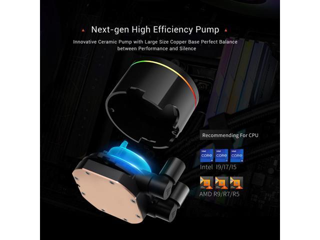 PCCOOLER CPS DA360 Pro ARGB AIO CPU Liquid Cooler, 360mm Radiator, 300W TDP, 360° Rotatable Waterblock, Infinity Halo ARGB Effect, for Intel...