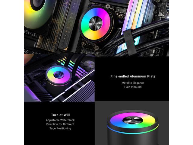 PCCOOLER CPS DA360 Pro ARGB AIO CPU Liquid Cooler, 360mm Radiator, 300W TDP, 360° Rotatable Waterblock, Infinity Halo ARGB Effect, for Intel...