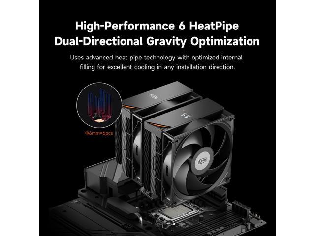 PCCOOLER CPS RT620Pro Digital Dual Tower CPU Air Cooler, 6 Heat Pipes, 265W TDP, Digital Display Top Cover, 157mm Tall, Reinforced Structure, for...