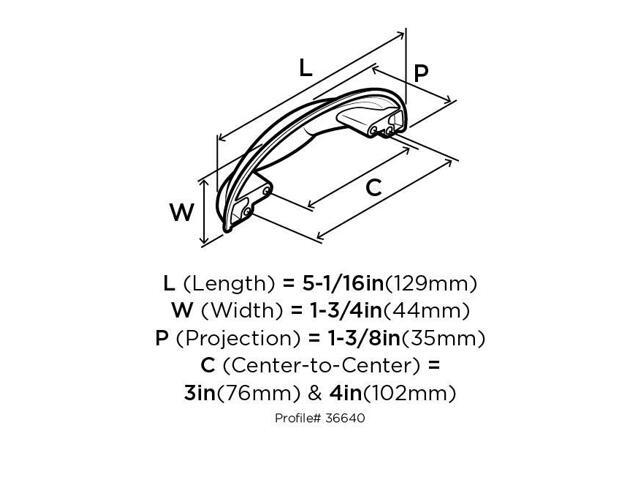 Amerock Ashby 4 In. & 3 In. Satin Nickel Center-to-Center Cup Pull BP36640G10