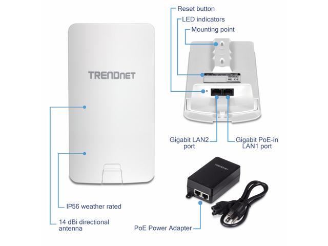 TRENDnet 14 DBI WiFi AC867 Outdoor Poe Preconfigured Point-to-Point Bridge Kit, 4 DBI Directional Antennas, for Point-to-Point WiFi Bridging...