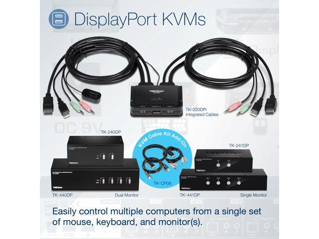 TRENDnet 2-Port DisplayPort KVM Switch, DisplayPort 1.2 KVM, Connect And Control Two Computers, Supports 4K UHD Resolution, 3840 x 2160 at 60Hz,...