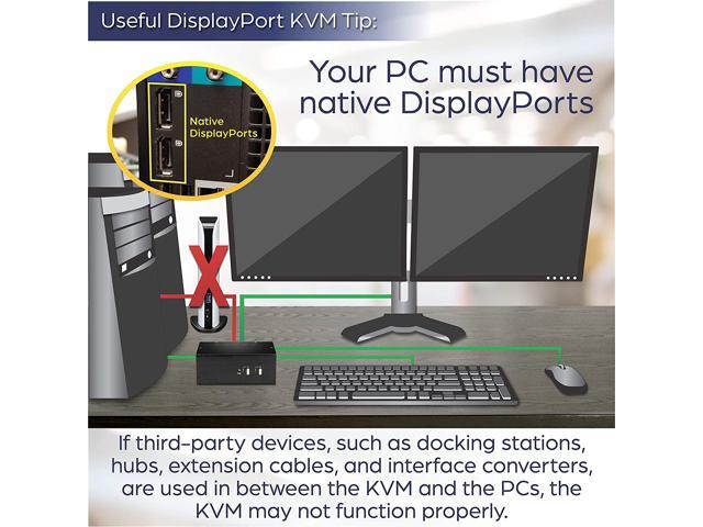 TRENDnet 4-Port Dual Monitor DisplayPort KVM Switch With Audio, 2-Port USB 2.0 Hub, 4K UHD Resolution Up To 3840 x 2160, Connect 4 DisplayPort...