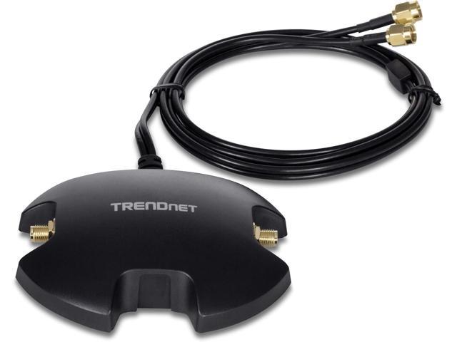 TRENDnet TEW-LB101, Magnetic Dual Antenna Mounting Base Stand RP-SMA Female with RP-SMA Male Extension Cable 1m (3.3 ft.), Black