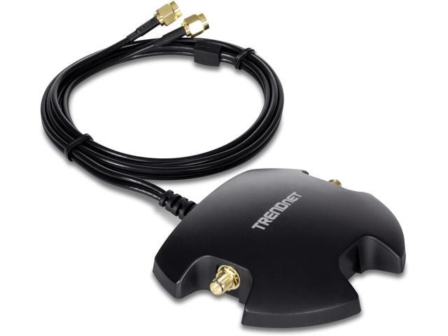 TRENDnet TEW-LB101, Magnetic Dual Antenna Mounting Base Stand RP-SMA Female with RP-SMA Male Extension Cable 1m (3.3 ft.), Black