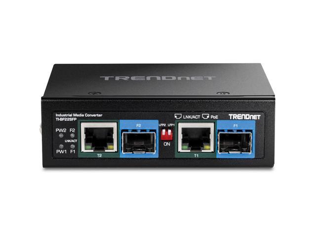 TRENDnet TI-BF22SFP, 2-Port Industrial SFP to Gigabit PoE++ Media Converter