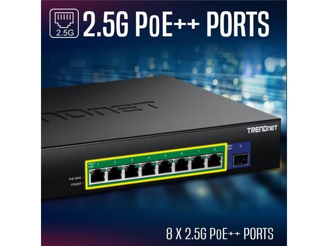 TRENDnet TPE-BG5091,9-Port 2.5G GaN Power PoE++ Switch with 10G SFP+ Port (480W)