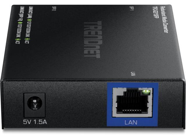 TRENDnet 1000BASE-T to Dual SFP Fiber Media Converter with Redundant Mode, TFC-G21SFP, 1 x Gigabit RJ45 Port, 2 x Gigabit SFP Ports, NDAA & TAA...