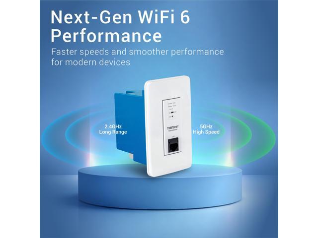 TRENDnet AX1800 Dual Band WiFi 6 PoE in-Wall Access Point, TEW-W960DAP, OFDMA & MU MIMO Technology, NDAA & TAA Compliant, Discreet Design, Remote...