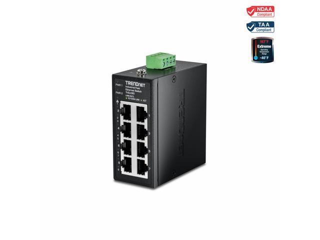 TRENDnet TI-ELC80, 8-Port Industrial Fast Ethernet DIN-Rail Mini Switch, TI-ELC80
