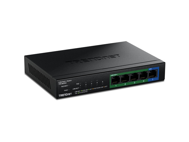 TRENDnet 5-Port 2.5G PoE++ Switch, TPE-BG350, NDAA + TAA Compliant, 135W Power Budget, 95W Per Port, 25Gbps Switching Capacity, Ethernet Splitter,...