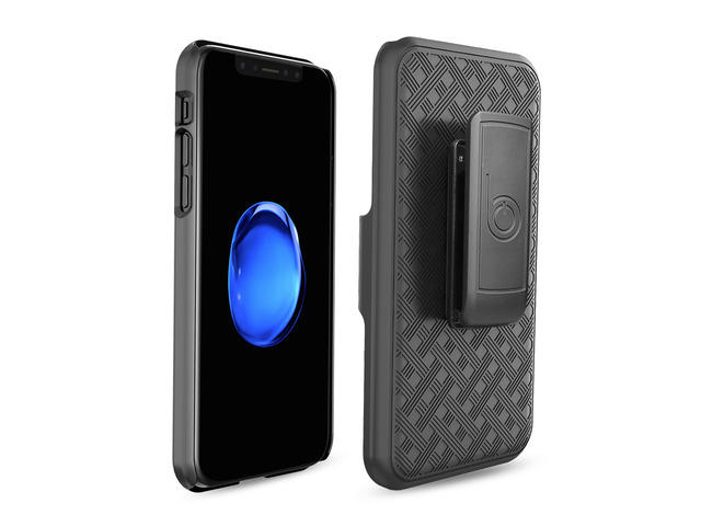 iPhone X/XS Holster Case, Slim Protective Belt Clip Slider Case (Shell/Holster Combo) with Built-in Kickstand