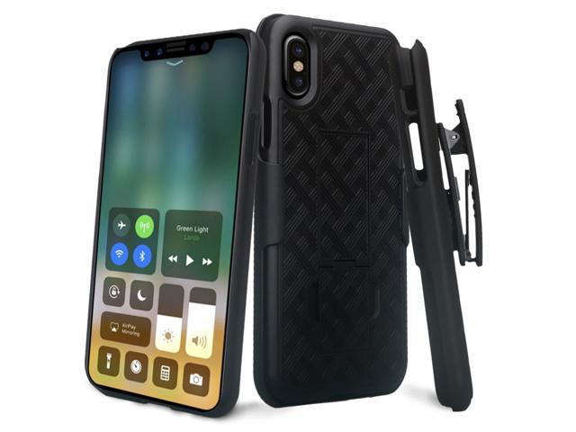 iPhone X/XS Holster Case, Slim Protective Belt Clip Slider Case (Shell/Holster Combo) with Built-in Kickstand