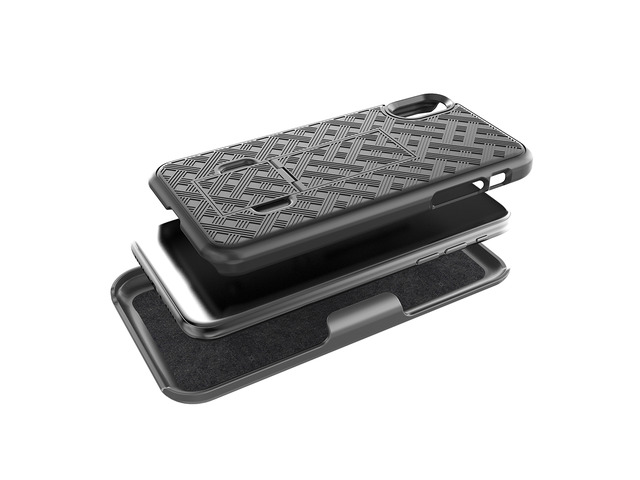 iPhone X/XS Holster Case, Slim Protective Belt Clip Slider Case (Shell/Holster Combo) with Built-in Kickstand