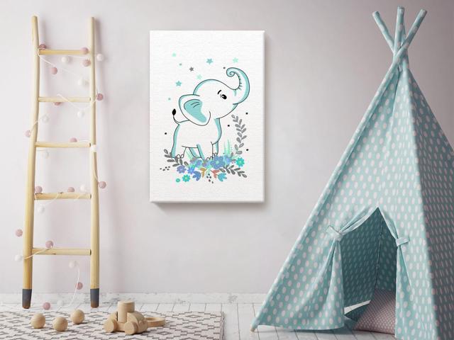 Awkward Styles Nursery Canvas Wall Art Blue Elephant Home Decor Prints