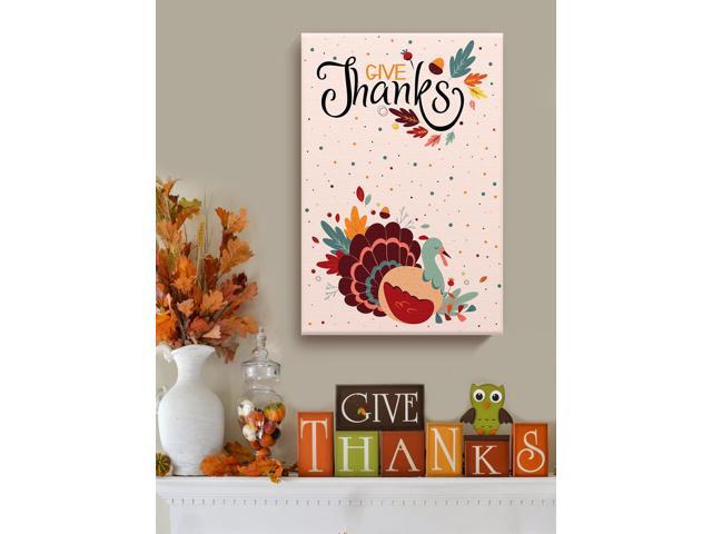 Awkward Styles Thanksgiving Canvas Wall Art Give Thanks Turkey Home Decor Prints
