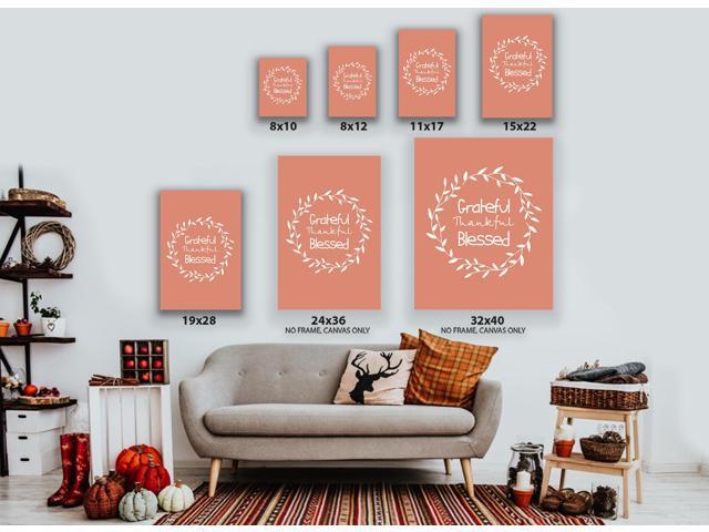 Awkward Styles Thanksgiving Canvas Wall Art Grateful Thankful Blessed Home Decor Prints