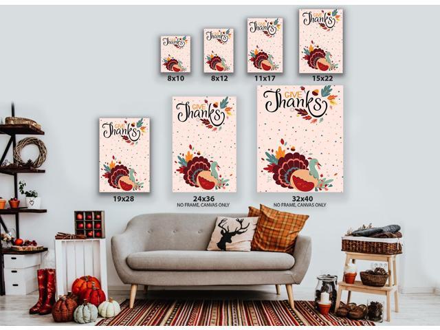 Awkward Styles Thanksgiving Canvas Wall Art Give Thanks Turkey Home Decor Prints