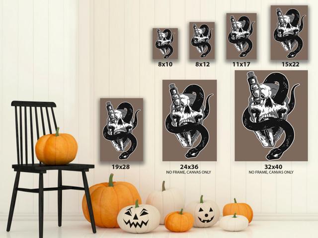 Awkward Styles Skull Canvas Wall Art Snake and Knife Home Decor Prints