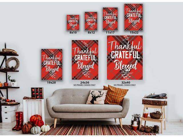 Awkward Styles Thanksgiving Canvas Wall Art Thankful Grateful Blessed Home Decor Prints