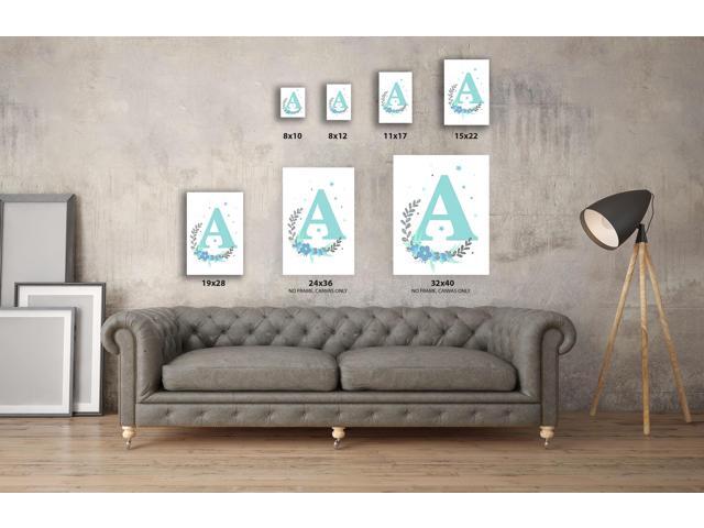Awkward Styles Nursery Canvas Wall Art Blue Initial Letter A Home Decor Prints