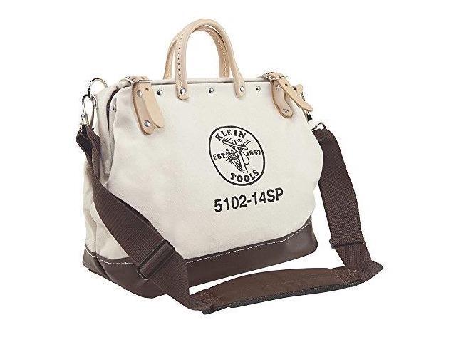 KLEIN TOOLS 5102-14SP Tool Bag, Brown, Canvas, 10 Pockets